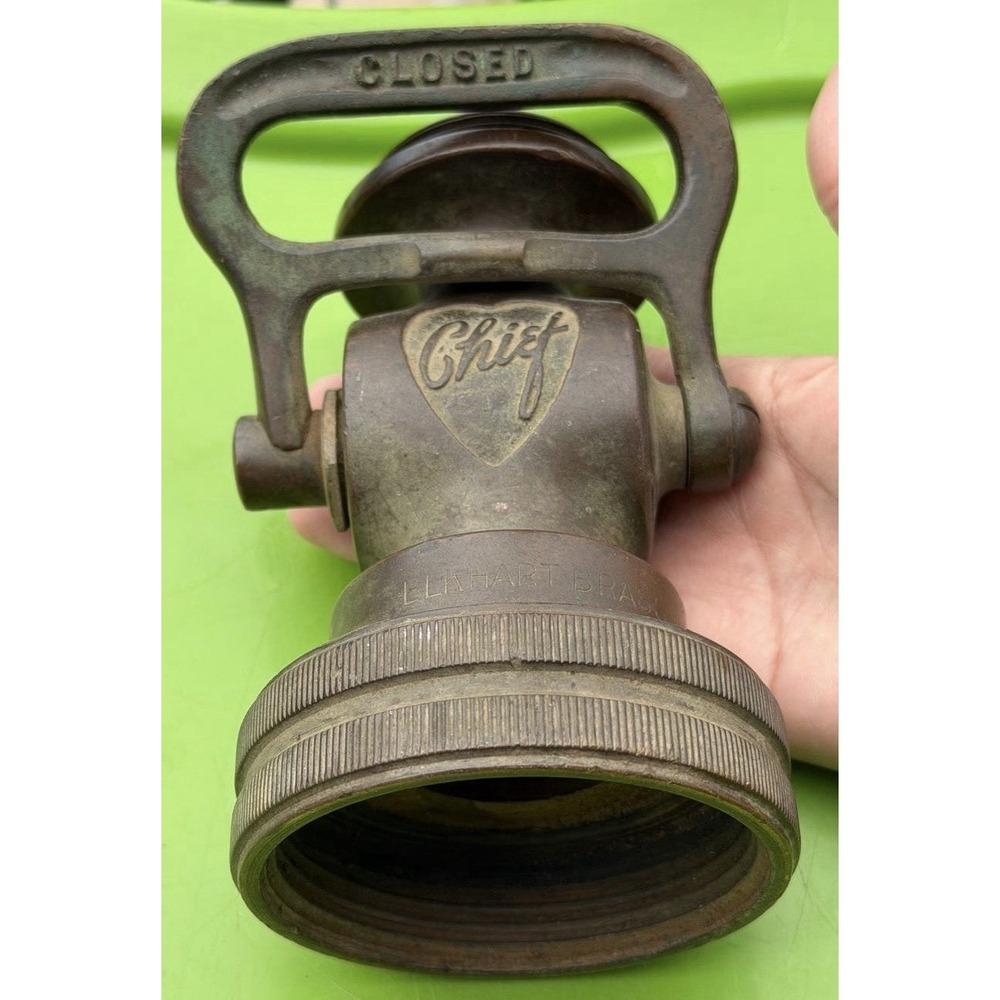 Vintage Elkhart Brass Chief Fire Hose‎ Nozzle Shut Off Valve Antique Firefighter - Picture 8 of 12